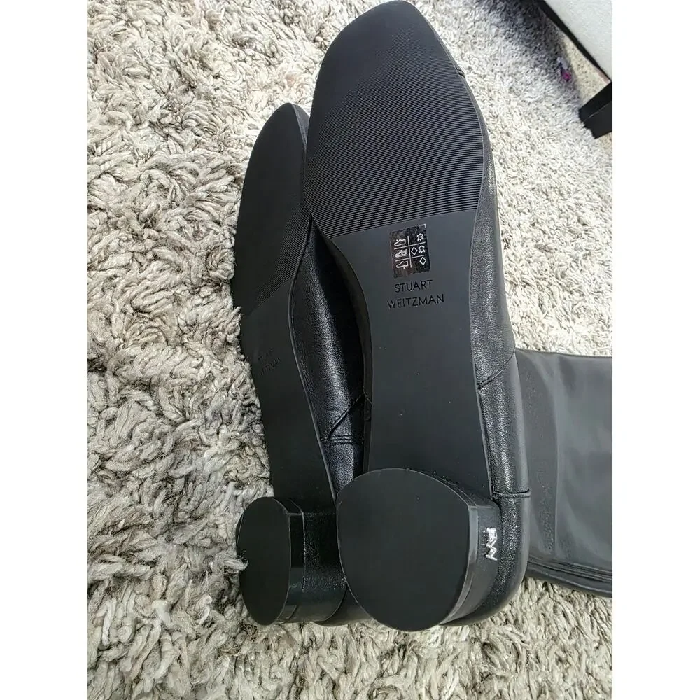 NWOT Stuart Weitzman Bridget Zip Leather Knee High Boots Black Size 8